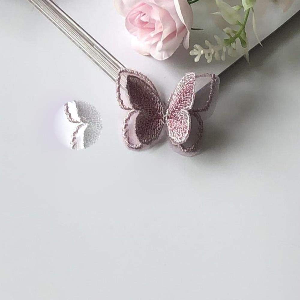 haftowanie poprawek, szycie na poprawkach Organza 3D motyl przyszyć naszywki koronkowa tkanina dekolt kołnierz siateczkowy haft DIY dekoracja włosy panny młodej koronkowa naszywka kwiat(Mauve)