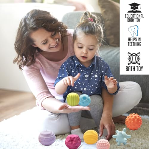 Image of Amazon Brand - Jam & Honey Baby Bath Toy Set of 8 for Toddlers I Colorful Combo of Balls| chuchu Toys I Floating Bath Toy I (Multicolor)