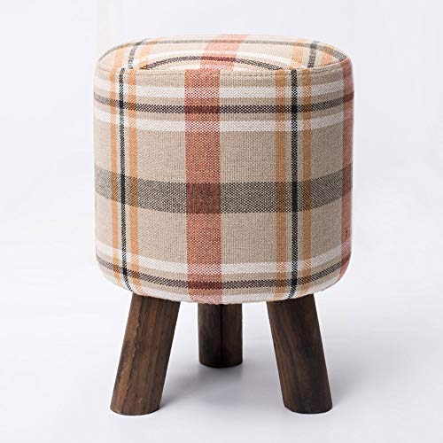 Paddia Entrance Change Shoe Bench Living Room Round Sofa Pouffe Stool Wooden Fab