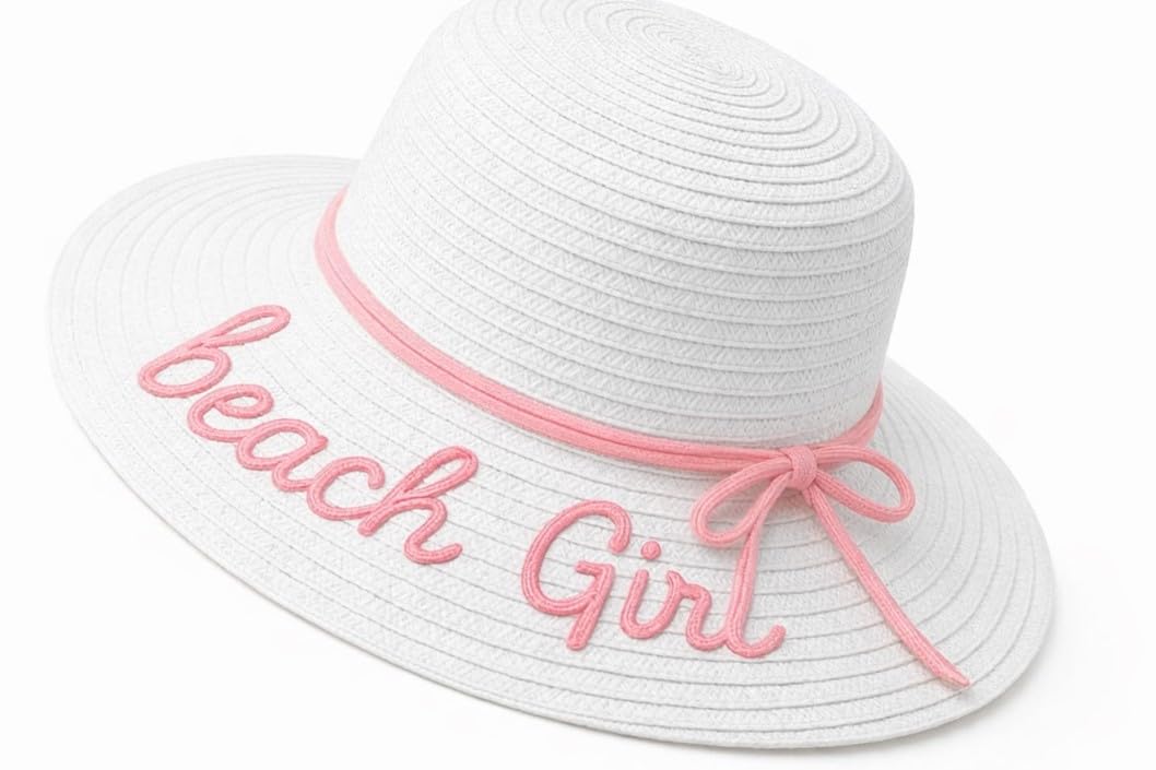 Straw Sun Hat for Girls, Beach Girl Embroidery Summer Hat-image-4