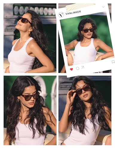 VANLINKER Polarized Sunglasses for Men Women, Classic Square Retro Style Trendy Designer Driving Sun Glasses VL98673