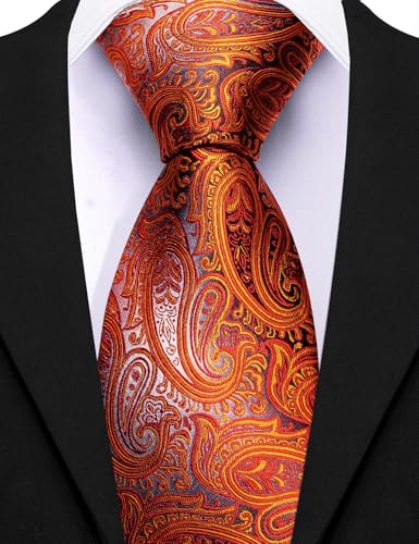 Image of Barry.Wang Mens 6 PCS Ties Silk Striped Paisley Check Floral Necktie Silky Woven Wedding Business Party Ties 3.34 inch