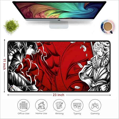 Image of Anime Mouse Pad 11x23 Inch 2mm Extended Gaming Desk Mat with Anti-Slip Rubber Base Mousepad for Smooth Surface Desk pad for PC & Laptop Use Waterproof & Stiched (Multicolour) Deskpad