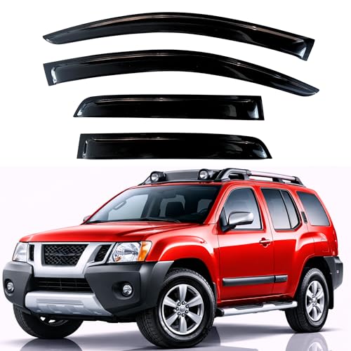 Image of KPY Rain Guards Fit for 2005-2016 Nissan Xterra, Out-Channel Window Visors Vent Wind Deflectors 4PC, Car Accessories for 05-16 Xterra