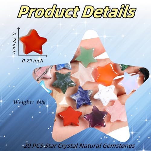 AWARDSEN 20 Pcs Crystals and Gemstones Star Healing Crystals Set Reiki Chakra Protection Polished Stones Meditation Energy Balancing Crystal - Image 6