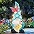 Foreby Garden Gnome Statues Outdoor Decor Solar Gnomes with Butterfly on LED Lighted Flowers, Resin Blue Gnomes Sculpture for Patio Yard Lawn Onament Decoration