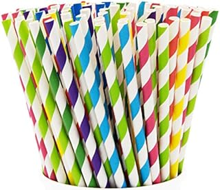 Paper Drinking Straws [200 Pack] 100% Biodegradable - Assorted Colors