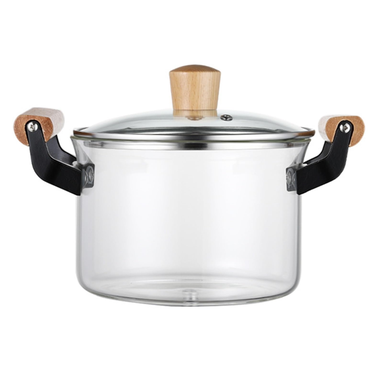 Olla de vidrio con tapa, olla transparente de doble asa, olla de vidrio for microondas a fuego lento, ollas de vidrio universales resistentes al calor, ollas transparentes for cocinar, for cocinar sop