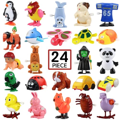 Laxdacee Wind-Up Toys, 24 Pack Assorted Mini Toy for Kid Party Favors, Pinata Goody Bag Filler Stocking Stuffers for Boy Girl Children, Birthday Gifts...
