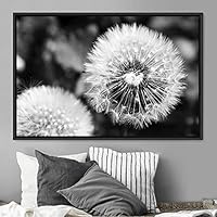 Framed Canvas Wall Art Black and White Flower Canvas Prints Home Artwork Decoration for Living Room,Bedroom - 16x24 inches