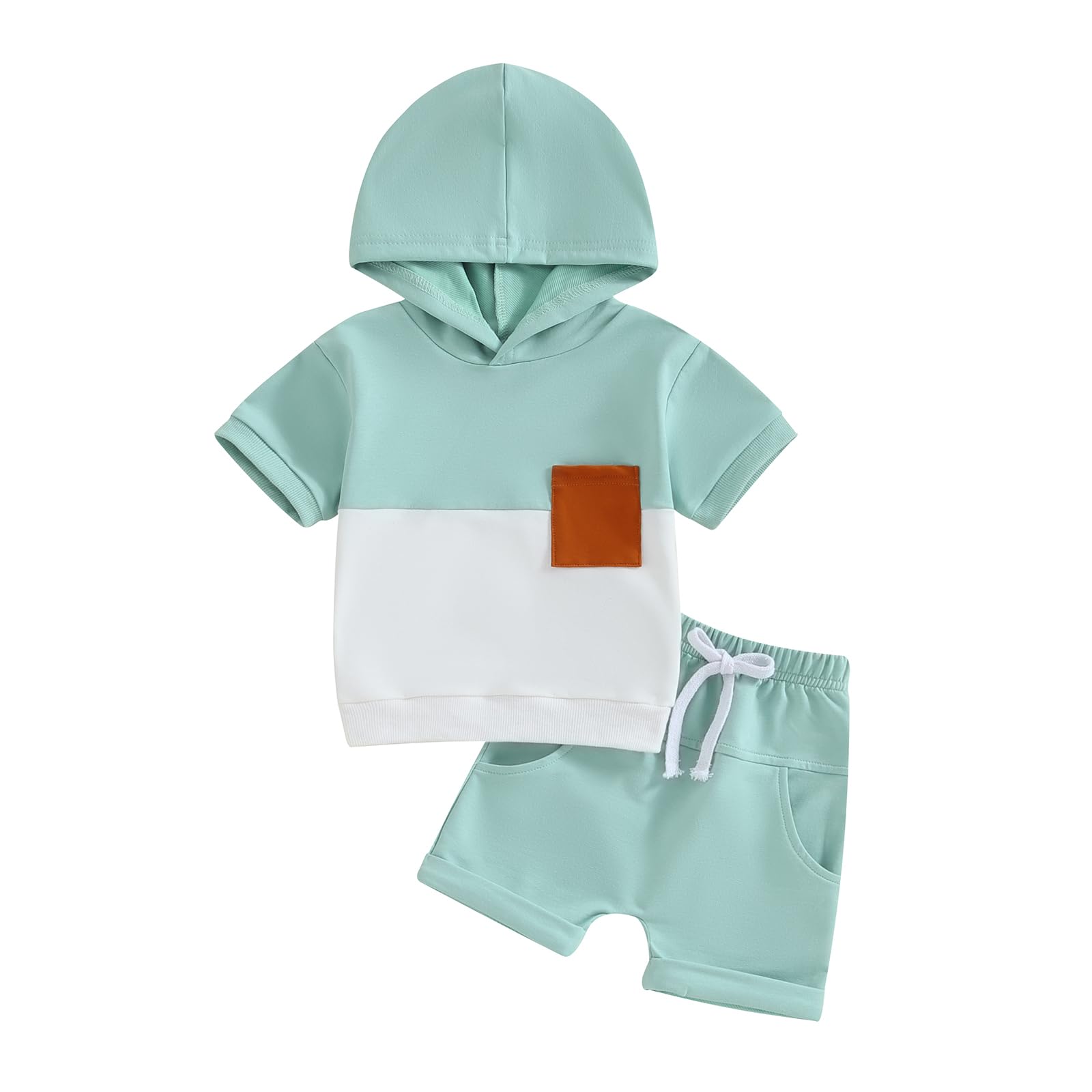 Toddler Baby Boy Summer Outfit Short Sleeve Hooded Stripes Top Casual Shorts Set Infant Newborn Clothes 6 12 18 24 Month
