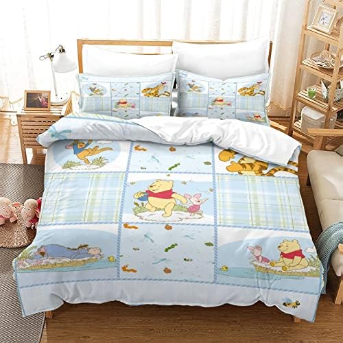 3-Piece Duvet Cover Set Bedding Set with 1 Duvet Cover + 2 Pillowcases,3D Cartoon Printed Bed Duvet Cover Set Twin