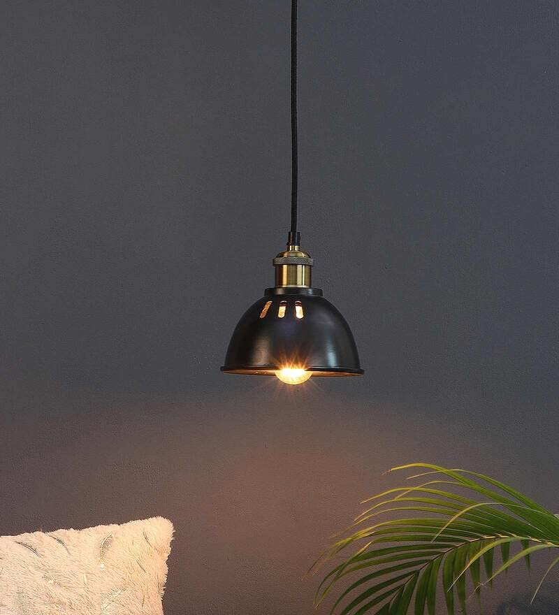 Metal Single Hanging Lamp/Ceiling Light for Bedroom | Pendant Light | Home Decor Light | Living Room, Indoor Outdoor Jhumar Lighting | Living Room Modern, Balcony Decor, Antique (Black)
