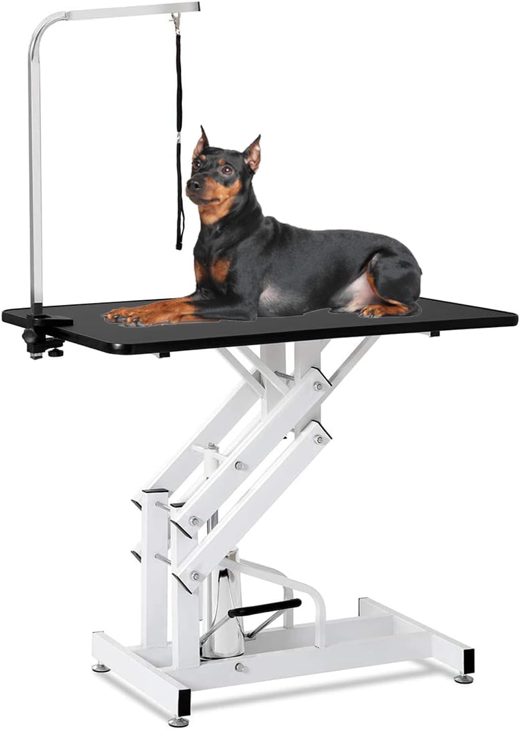 Fegherug Hydraulic Dog Grooming Table for Large Dogs, Heavy Duty Collapsible Professional Grooming Table with Adjustable Overhead Arm and Noose, 42.5''/ Black