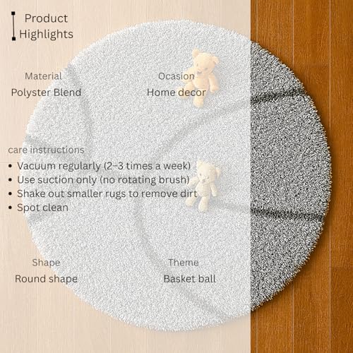 Image of Modern Shaggy Round Rug | Ultra-Soft Plush Circle Carpet for Living Room, Bedroom, Nursery | Fuzzy, Fluffy Area Rug with Non-Slip Base Silver Ball 7x7 feet