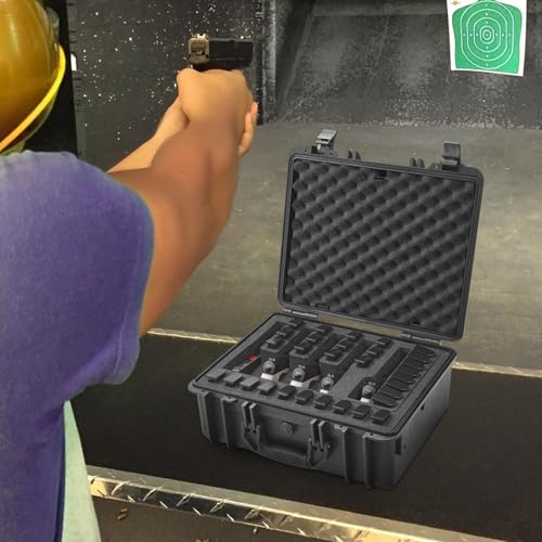 VEVOR Hard Pistol Cases with Pre-Cut Lining, Waterproof & Dustproof Hard Gun Case for 5 Pistol, 18.9×16.3×8.5 in Lockable Pistol Case, Black - Image 9