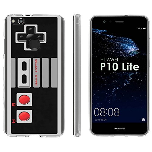 Huawei P10 Lite TPU Silicone Phone Case [Mobiflare] [Clear] Ultraflex Thin Gel Phone Cover - [NES Video Game Controller] for Huawei P10 Lite [5.2