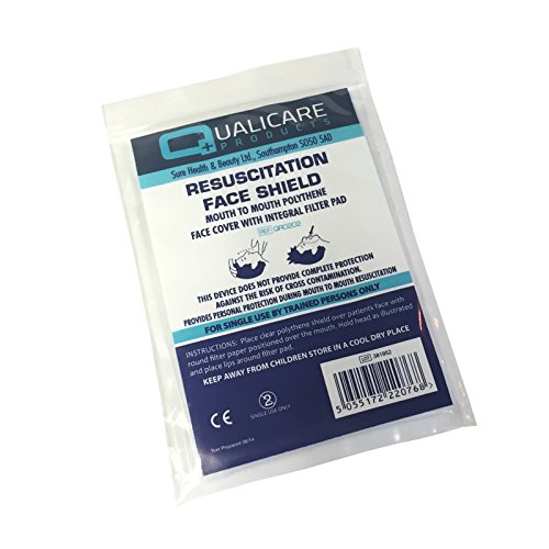 Qualicare 5 x RESUSCITATION FACE SHIELD MOUTH TO MOUTH POLYTHENE COVER FILTER PAD