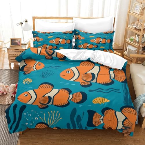 Housse de Couette Poisson-clown 3D Microfibre Respirante Single - 3