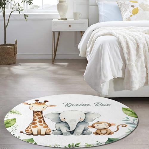 Tapete de área redondo personalizado para bebé Safari miniatura 4