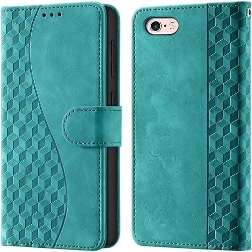 CaseGla Fundas para iPhone 6 / 6s Funda RFID Bloqueo de Flip PU Carcasa Protectora con Ranuras Tarjetas Cierre magnético función Atril Estuche para iPhone 6 Case,Turquesa