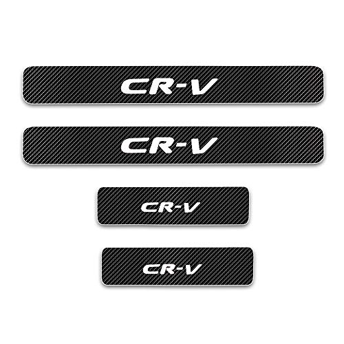 For Honda Cr-V Door Sill Protector Reflective 4D Carbon Fiber Sticker Door Entry Guard Door Sill Scuff Plate Stickers Auto Accessories 4Pcs White