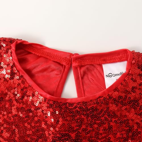 Image of Noomelfish Girls Short Sleeve Sequin Shirts Party Glitter Sparkly Tops Blouse (5-12 Years)