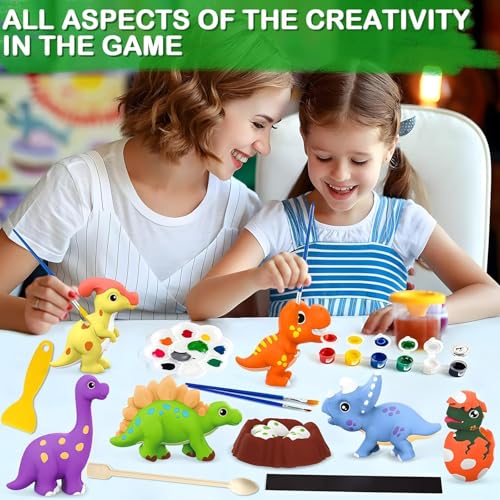 Image of Storio Toys DIY Mould & Paint Craft Kit - Dinosaurs,Kids for 5 Years,Plaster Figurine Set with Pigments, Palette & Mold, Painting Art & Craft Set -Gift Toys for 3-8 Year Old Boys & Girls, Multicolour