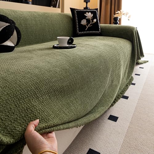 VanderHOME Manta Sofa Súper Suave, Jarapas para Sofas, Colcha Multiusos para Sofas, Mantas Decorativas Multifuncionales y Frescas para Camas y Sofás 180 * 130cm-Verde