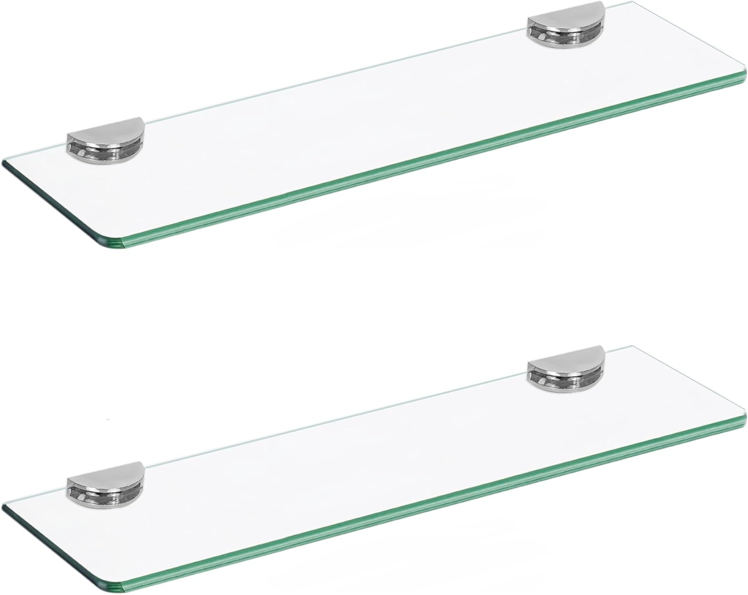Bathroom Shelves, Glass Floating Shelves for Bathroom, Kitchen, Living Room, Bedroom,Tempered Glass Shelf with Zinc Alloy Brackets, 15 X 4.75 Inches, 2 Pack Clear 15 INCH