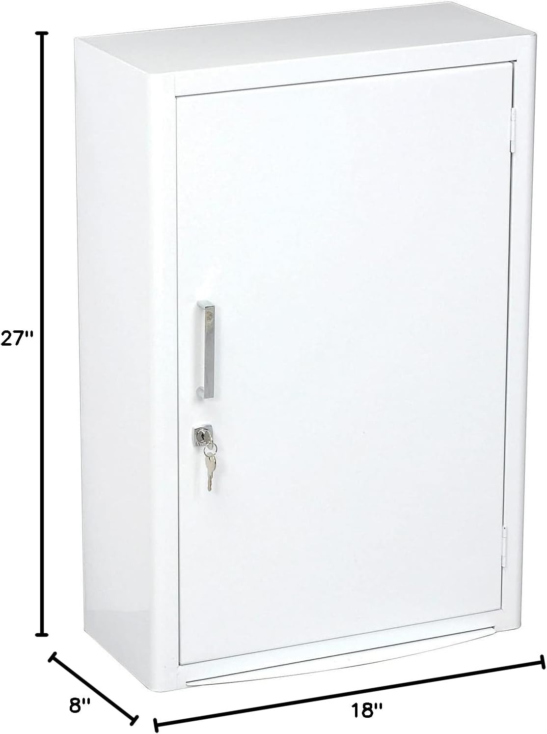 Global Industrial Steel Medicine Cabinet with Pull Out Shelf 18" W x 8" D x 27" H, White
