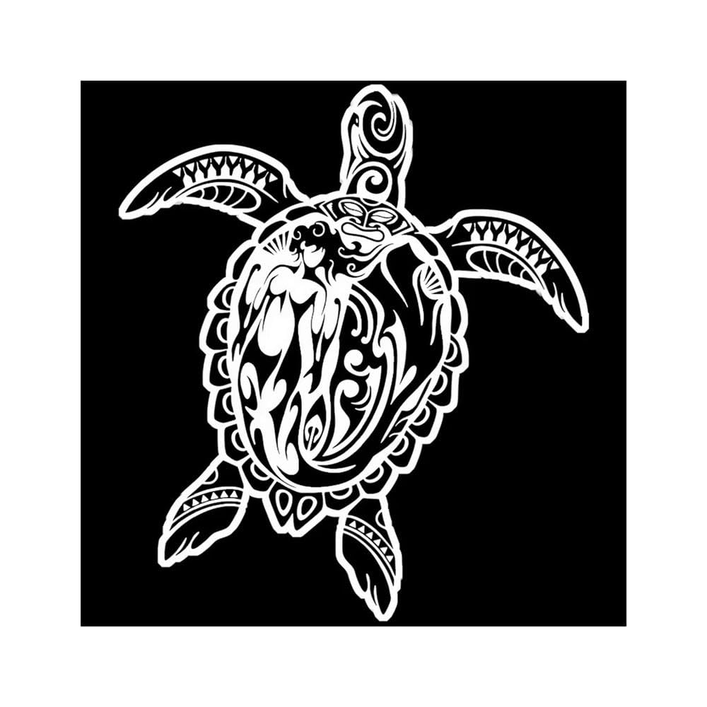 Sea Turtle Mermaid Ocean Tribal Fishing Boat Car Window Vinyl Decal Sticker Car Styling(White,15CM)