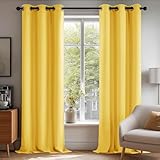 Deconovo Blackout Curtains for Bedroom–Set of 2 42W x 84L Inch Thermal Insulated & Noise Reducing Panels–Home Window Room Darkening Sustainable Grommet Drapes for Living Room Nursery, Mellow Yellow