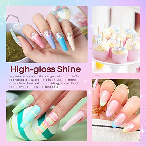 image for Modelones Gel Nail Polish Set, 6 Colors Summer Gel Polish Kit Bright C