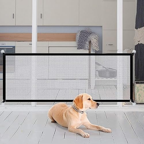 Türschutzgitter Ausziehbar 180 x 72 cm, Kinder Treppenschutzgitter Hundegitter Wohnung, Kindersicherung Tür Türgitter Ohne Bohren, Katzenschutz Tür geeignet für Innen und Außenbereich (Grau)