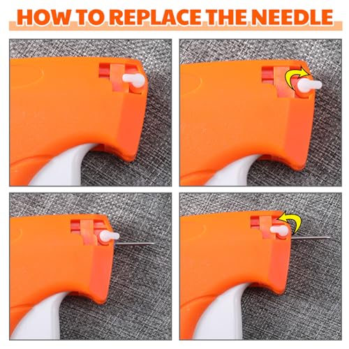 Image of Honoson 3 Pcs Tagging Gun Applicator with 15 Steel Needles,Orange | Clothing Tag Attacher for Boutique Consignment Retail, Label System for Price Tags Sales, Ergonomic Grip Wrist Strap