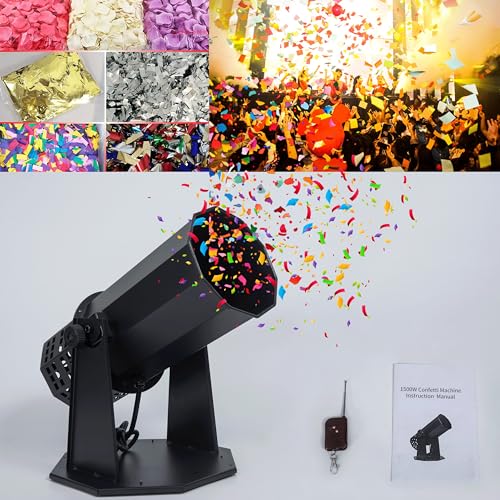 HTMTTTMTH Electric Confetti Launcher Confetti Tubes Confetti Shooter with Wireless Remote for DJ Party Nightclub Wedding Stage Concert Event Show 1500W High-Power Fan, 8-10 Meters Blowing Height