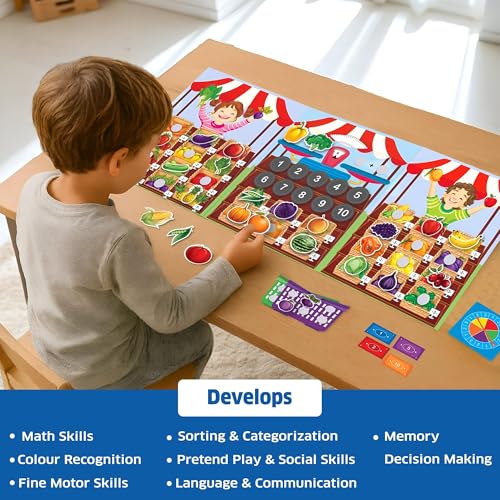 Image of Chalk & Chuckles Busy Market- 6-in-1 Preschool Learning Activity Box, Velcro Stickers for Sorting, Counting, Math, Pretend Play, Early STEM Toy, Educational Game, Gifts for Kids Ages 3, 4, 5, 6
