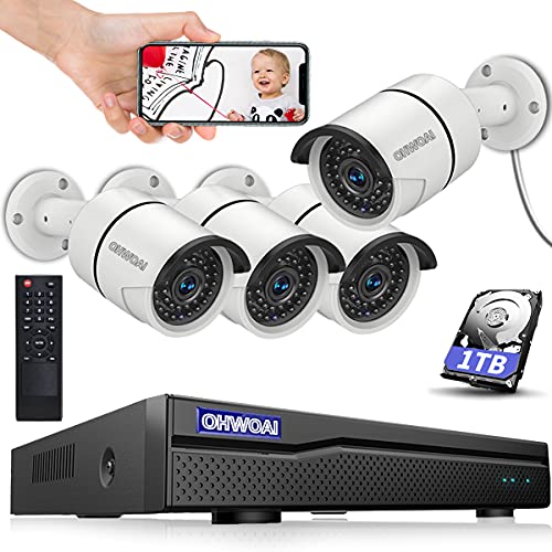 ã€3K,30 Days Storageã€‘ Wired Security Camera System,Home Surveillance Wired DVR Kits,8CH 5.0MP DVR Video Security Camera System,4pcs 1080p Security Camera Indoor/Outdoor,Night Vision,Waterproof,1TB HDD