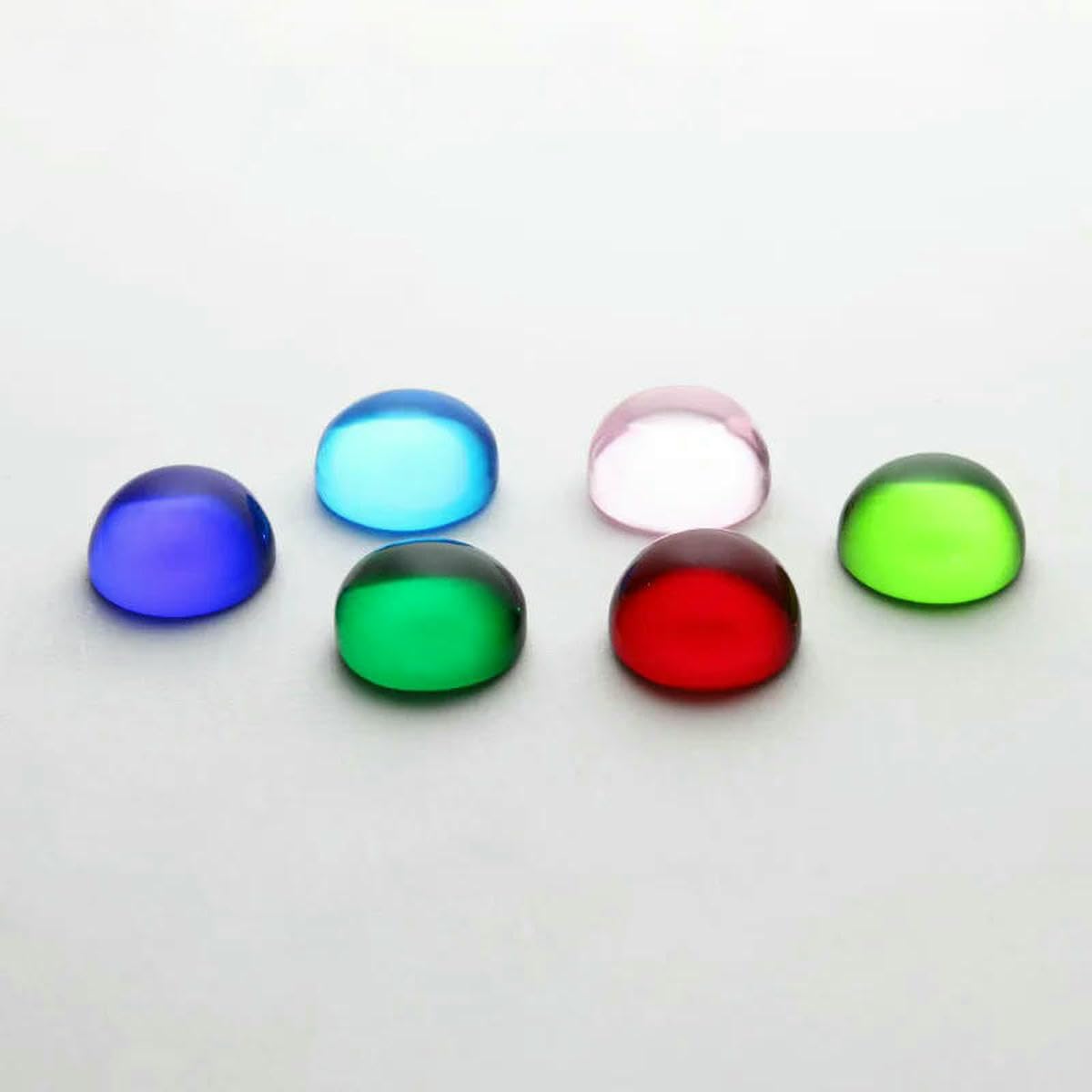 Runde Glasperlen, Cabochon-Schliff, flache Unterseite, lose synthetische Edelsteine für Schmuck, Größe 8 mm, 10 mm, 20 mm, Schwarz-Rot-Cabochon, 6,0 mm, 200 Stück