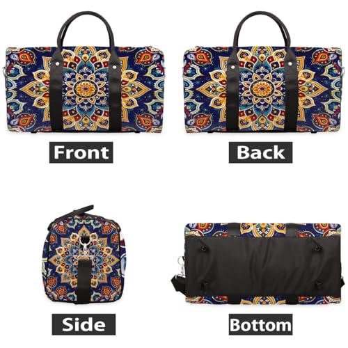 South Mandala Travel Duffle Bag for Women Men Gym Duffel Foldable Bag Waterproof Weekender Indian Bohemian Duffle Tote3