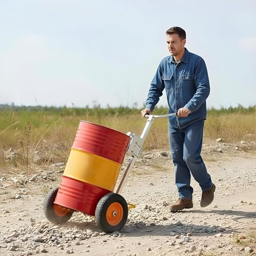Wózek bębnowy, wózek bębnowy 55 galonów, bardzo duże opony pneumatyczne 16 cali, nośność 500 kg/1100 funtów, do użytku przemysłowego