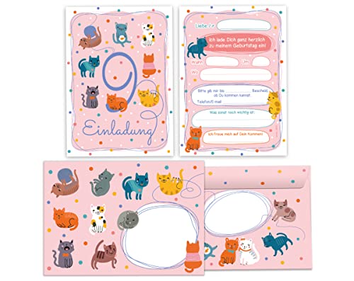 Lot de 12 cartes d'invitation pour 9e anniversaire d'enfant - 9ème anniversaire d'enfant - Avec 12 enveloppes - 12… - Image 3