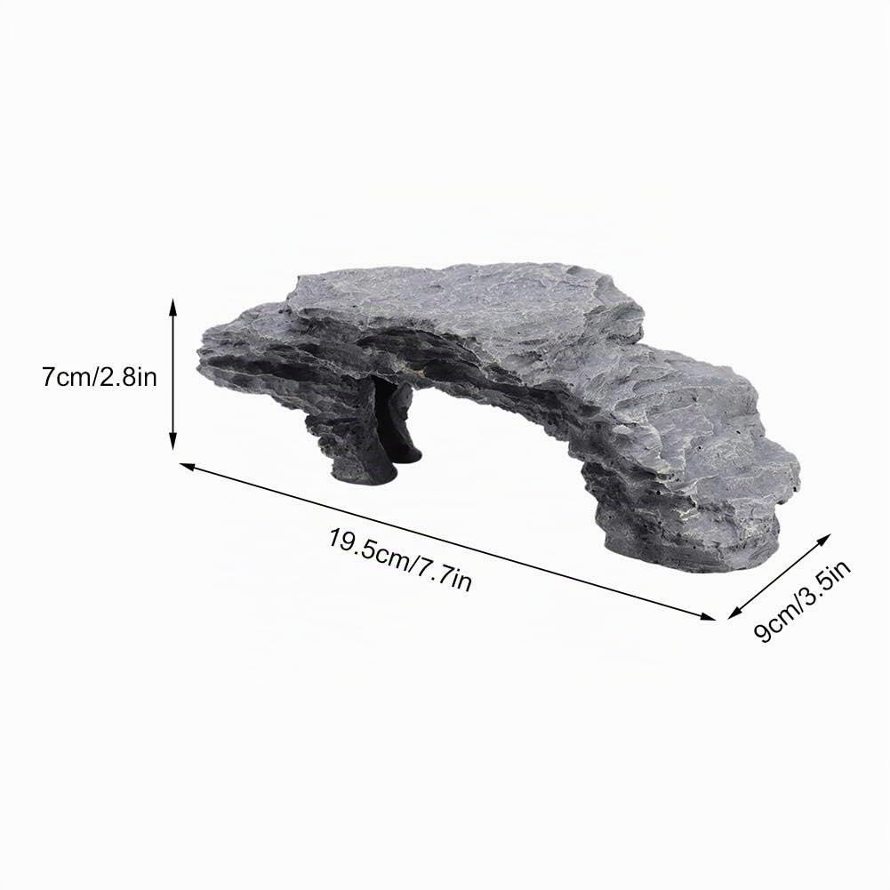 Cueva Decorativa de Resina para Reptiles, Rampa para Acuario, Escondite para Tortugas, Gris, 19.5 x 9 x 7 cm