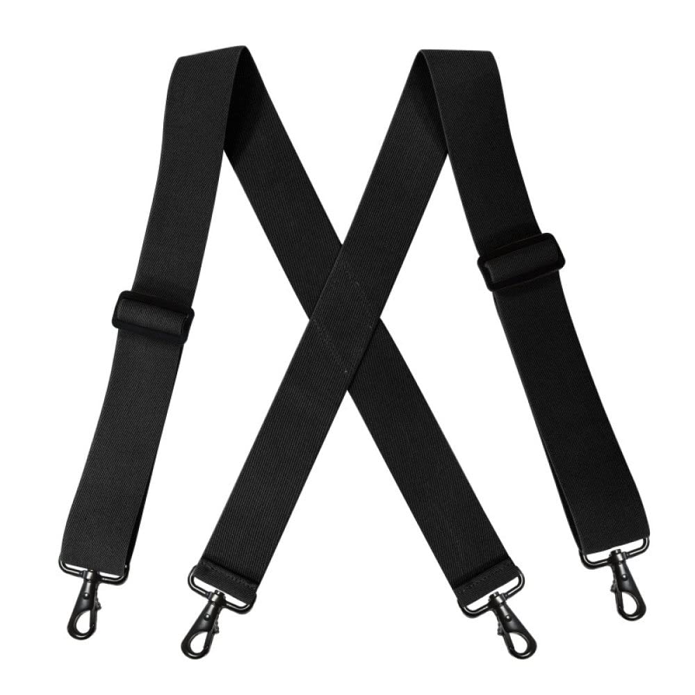 Bretelles, Bretelles robustes de 5Cm large, avec 4 crochets pivotants, boucle ceinture, bretelles travail arrière, élastiques réglables for hommes et femmes, mode(Black)