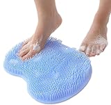 Umturmok Silicone Shower Foot Massager Scrubber,Exfoliating Foot Shower Scrubber with Non-Slip Suction Cups (Blue)