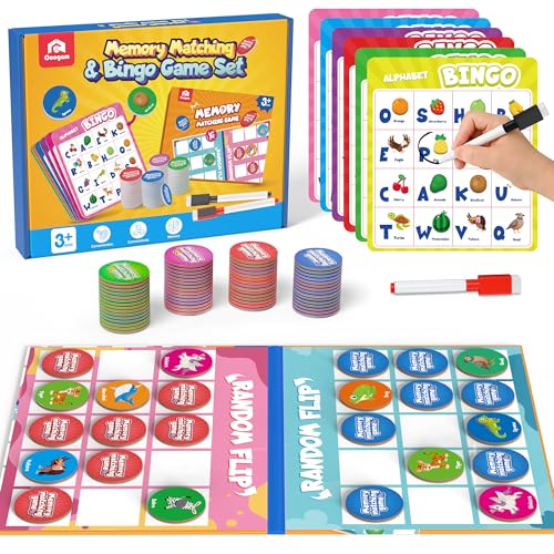 Coogam Juego de bingo del alfabeto, ABC Alphabet Matching Board para el aprendizaje, actividades de reconocimiento de patrones de color, juguetes de regalo para niños preescolares 3-4-5