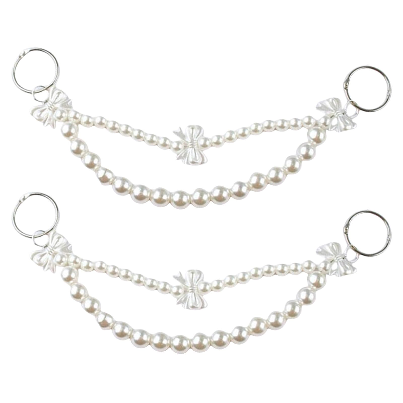 Lerpwige 2Pcs Stylish Large Imitation Pearls Beads Purse Handle Strap for Women Bag Backpacks Decoration Charm Handbag Chain Beach Decorations