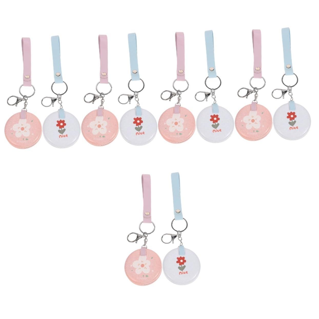 10pcs Compact Mirror Keychain Mini Mirror Keyring for Travel Design for Handbag Use