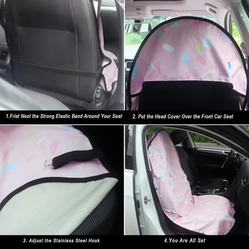 Image of Car Seat Cover Protector Front Seats,for Gym Workout,Running,Swimming,Beach and Hiking,Waterproof Sweat Towel Bucket Seat Covers for Cars SUV Trucks (Pink Marbling, 1Pcs)